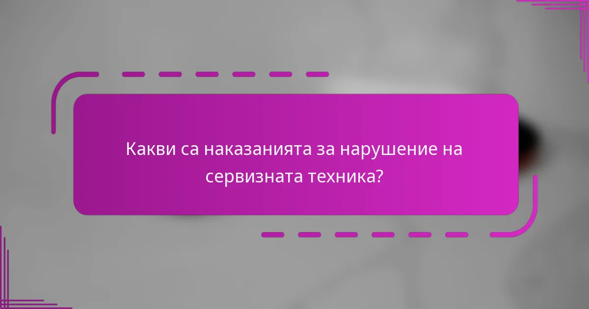 Какви са наказанията за нарушение на сервизната техника?