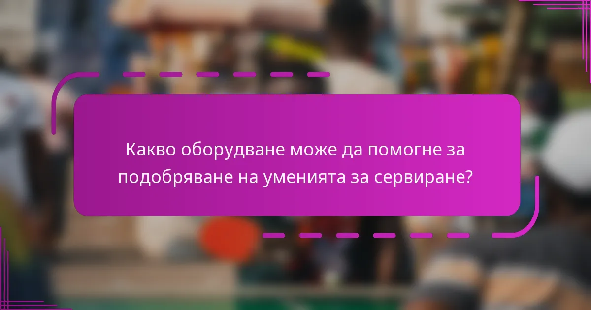 Какво оборудване може да помогне за подобряване на уменията за сервиране?